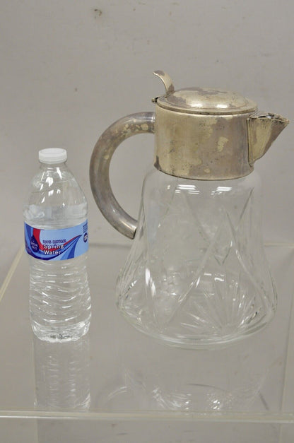 Antique Victorian Silver Plated Cut Crystal Glass Lemonade Water Pitcher