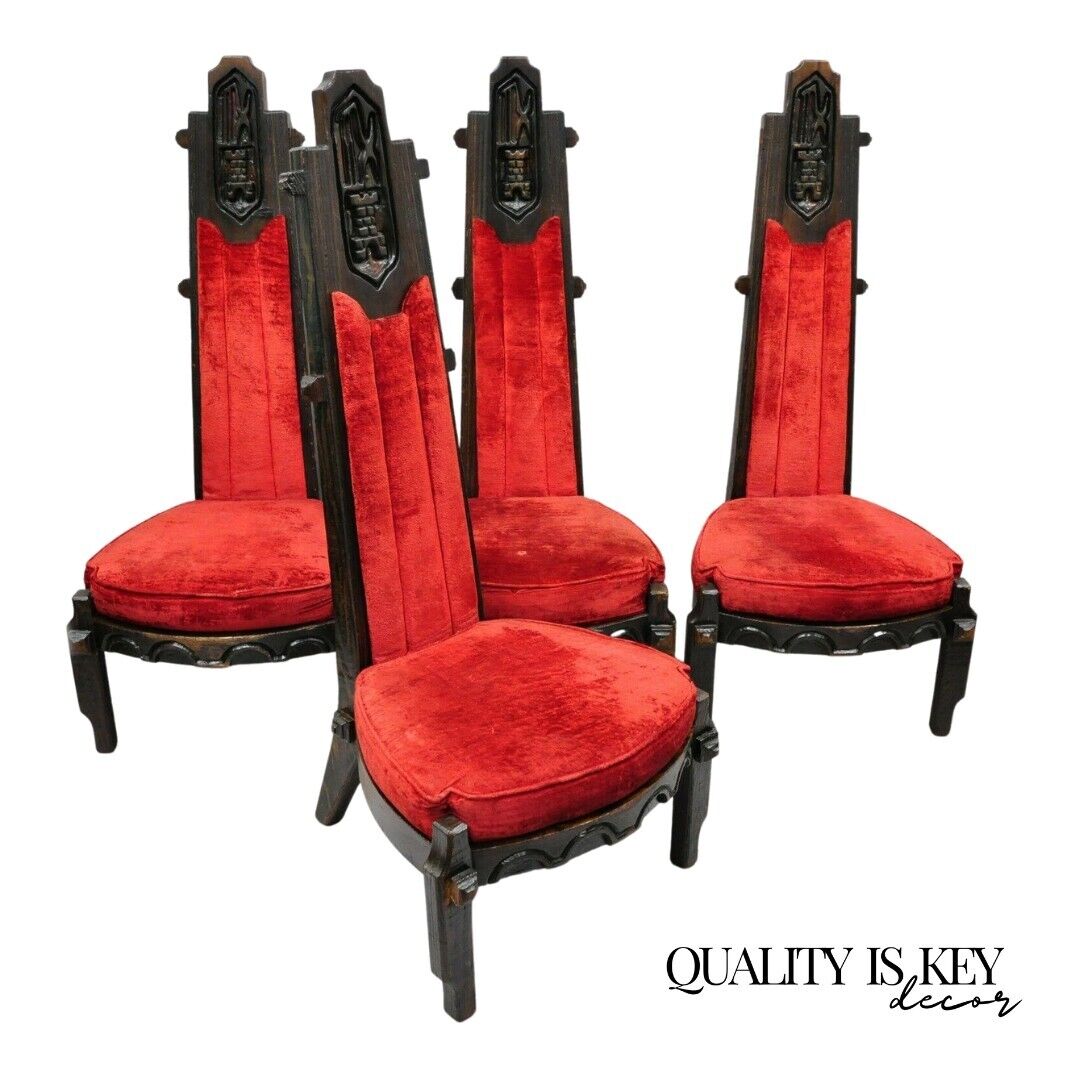 Maderas De Santa Barbara Gothic Revival Jungle Room Dining Chairs - Set of 4