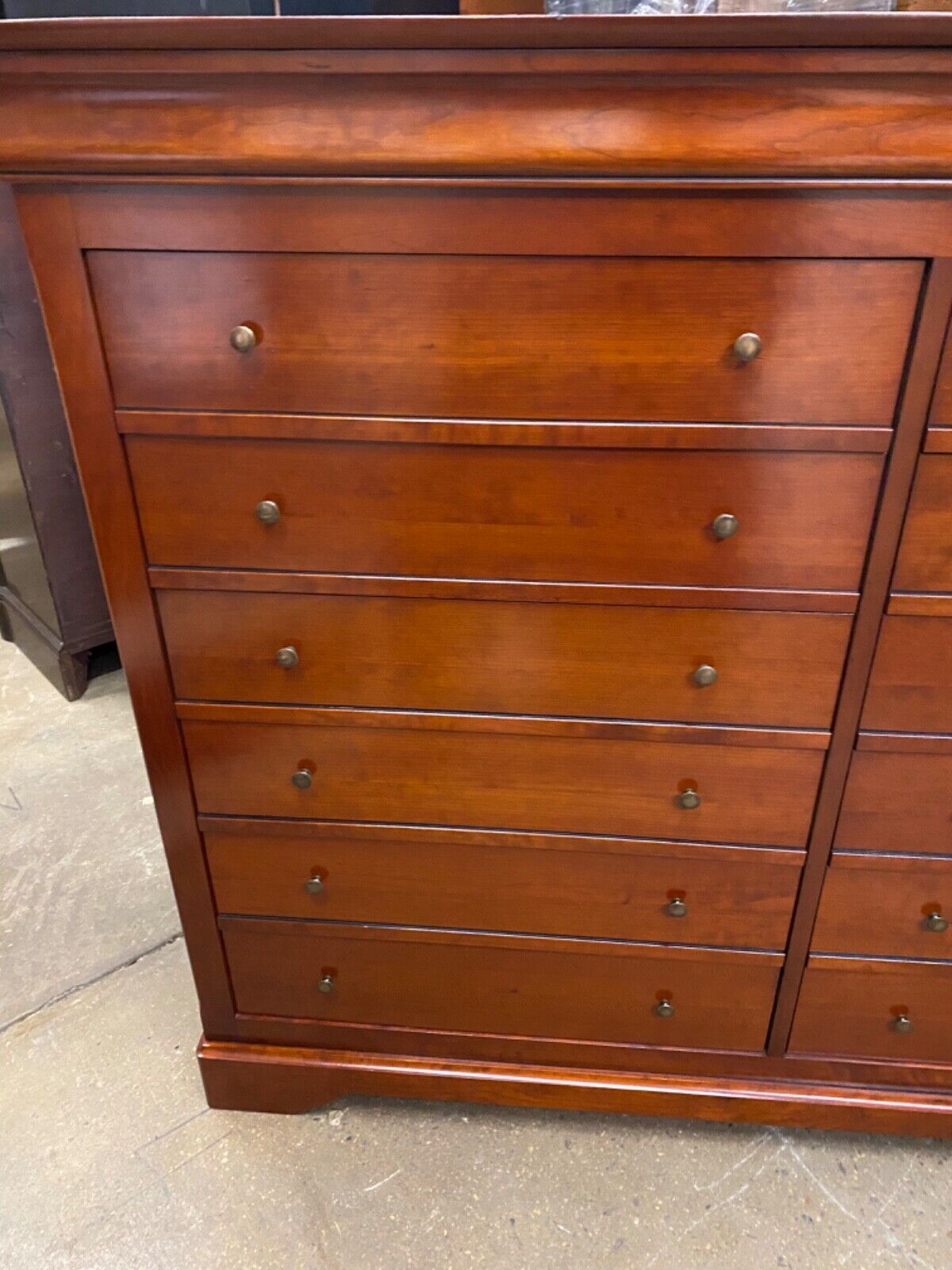 French Country Solid Cherry Wood 14 Drawer Tall Chest Dresser - Made in France
