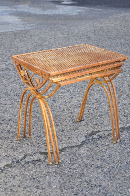 Vintage Salterini Mid Century Wrought Iron Nesting Side Tables - Set of 3