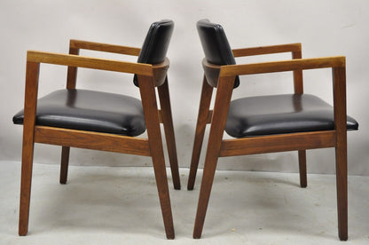 Pair Vintage Mid Century Modern Walnut Arm Chair Lounge Chair by United Chair Co