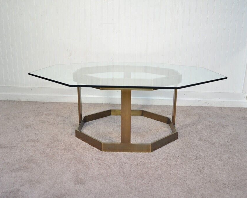 Vintage Mastercraft Hollywood Regency Brass Plated & Glass Coffee Table