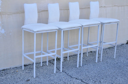 Minson Ent. Contemporary Modern White Metal Sculpted Barstools Chair - Set of 4