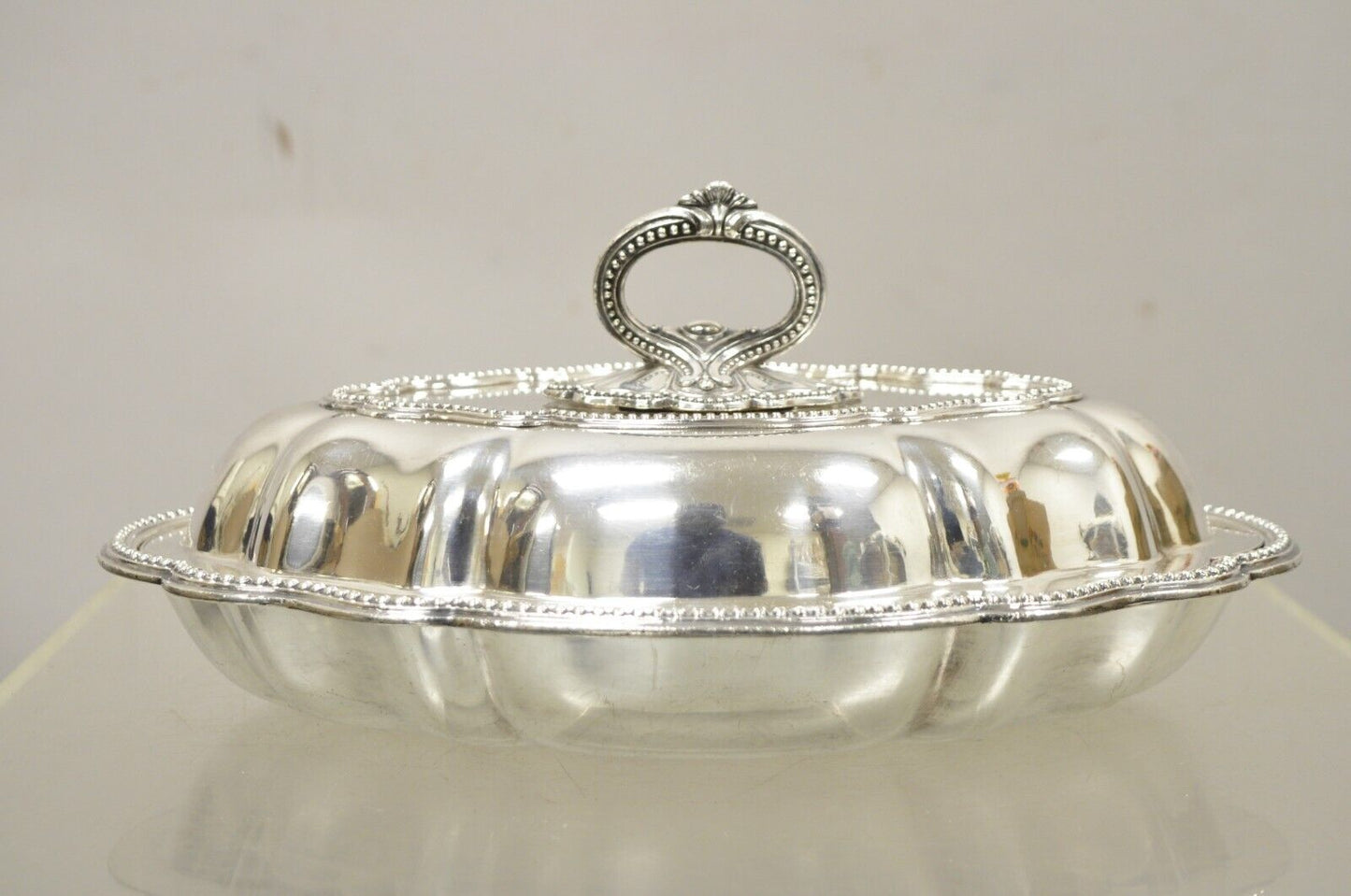 Vintage Silver Plated English Victorian Style Lidded Vegetable Serving Platter