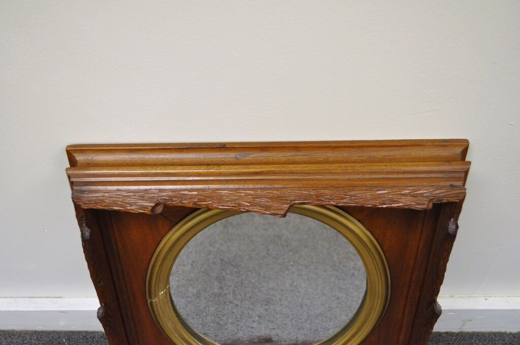 Antique Black Forest Victorian Faux Bois Carved Mahogany & Gold Gilt Mirror