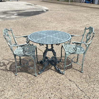 Landgrave Cast Classics Victorian Green Aluminum Garden Patio Bistro Dining Set