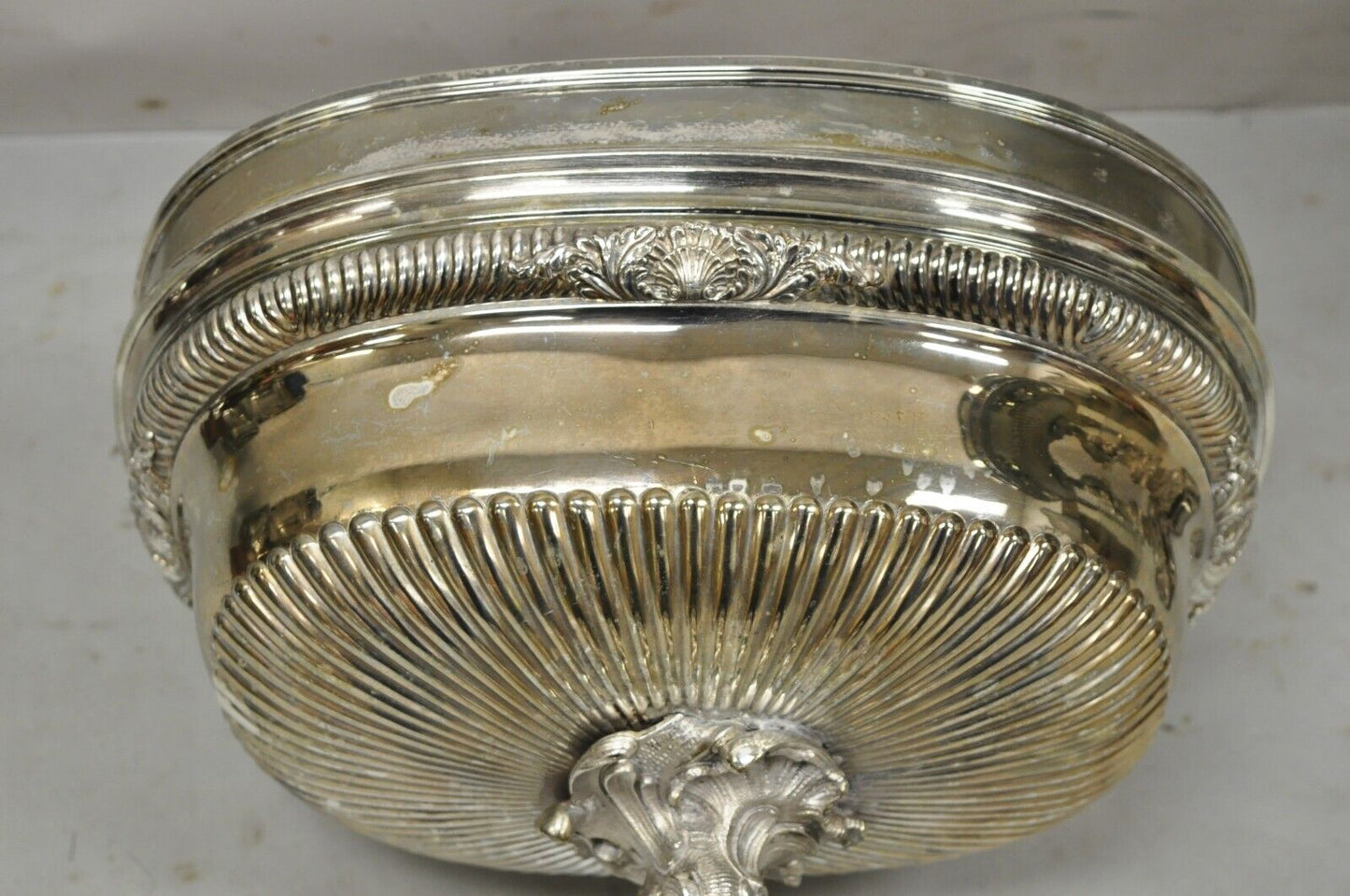 French Rococo Style Silver Plated Cherub Dome Centerpiece Fruit Bowls - a Pair