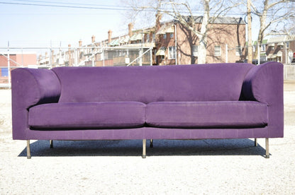 Larry Laslo for Directional Purple Modern Italian Bauhaus Style Chrome Leg Sofa