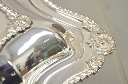 Silver Plated Victorian Scalloped Edge Lidded Vegetable Serving Platter Dish