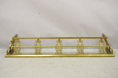 Antique 58" Victorian Brass Scroll Accented Fireplace Hearth Fender Surround