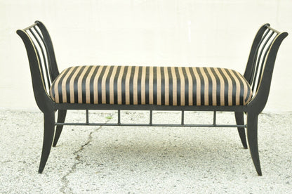 Vintage Heavy Iron Regency Black Gold Saber Leg Window Bench by Bloomingdales