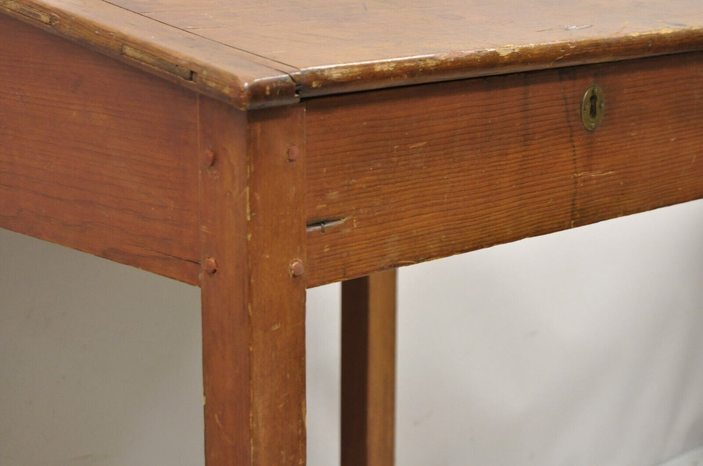 Antique Primitive Colonial Cherry Walnut Tall Schoolmasters Desk Stand Table