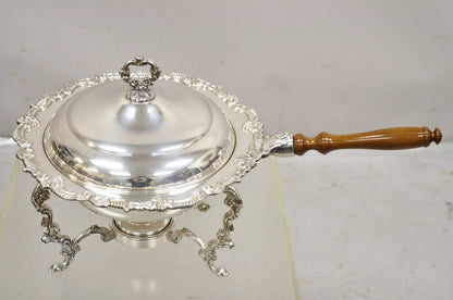 Vintage Victorian Style Ornate Silver Plated Chafing Dish Food Warmer w/ Burner