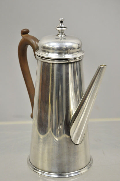 The Goldsmiths & Silversmiths Co Silver Plate Wood Handle Modern Coffee Tea Pot