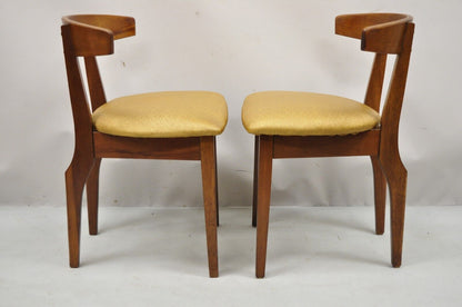 Mid Century Modern Cherry Wood Curved Back Hoof Leg Side Chair - a Pair