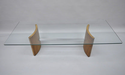 Vladimir Kagan Selig Danish Modern Propeller Coffee Table Walnut Chrome Glass