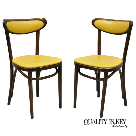 Vintage GAR Products Yellow Bentwood Ice Cream Parlor Side Chair - a Pair