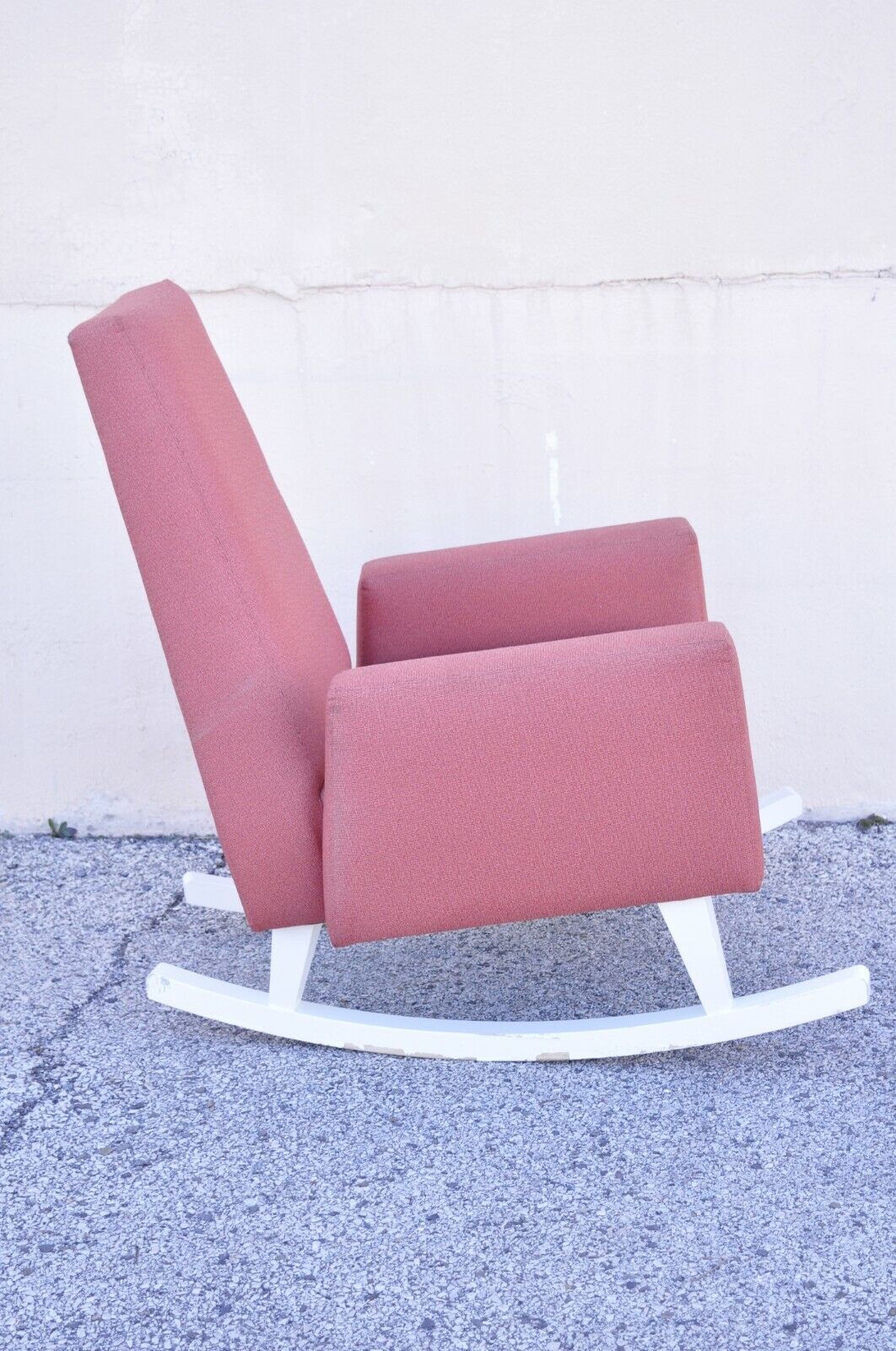 Mid Century Modern Style Wide Frame Sculptural Upholstered Rocker Rocking Chair