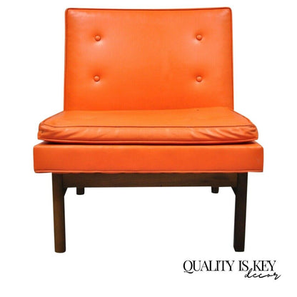 Orange Milo Baughman for Thayer Coggin Teak & Vinyl Slipper Lounge Chair