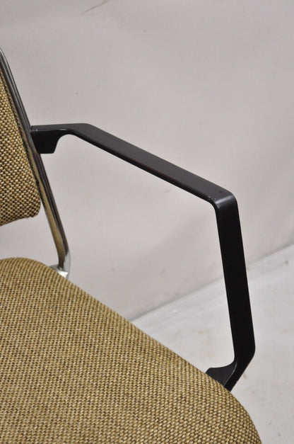 Vintage Sculpted Chrome Frame Post Mid Century Modern Office Arm Chair