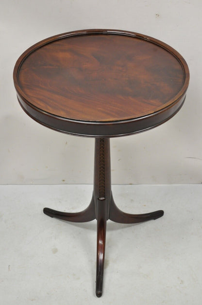 Antique French Art Deco Carved Tripod Base Mahogany Side Table