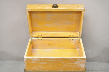 Vintage Small Campaign Style Trunk Chest on Brass Base Accent Side Table