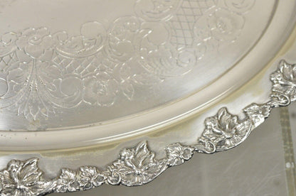 Vintage English Sheffield Silver Plated Oval Maple Leaf Serving Platter Tray