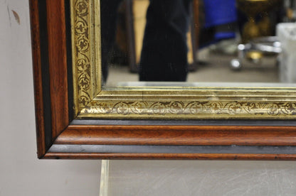 Antique Victorian Aesthetic Deep Shadow Box Mahogany Frame Wall Mirror 24 x 22.5