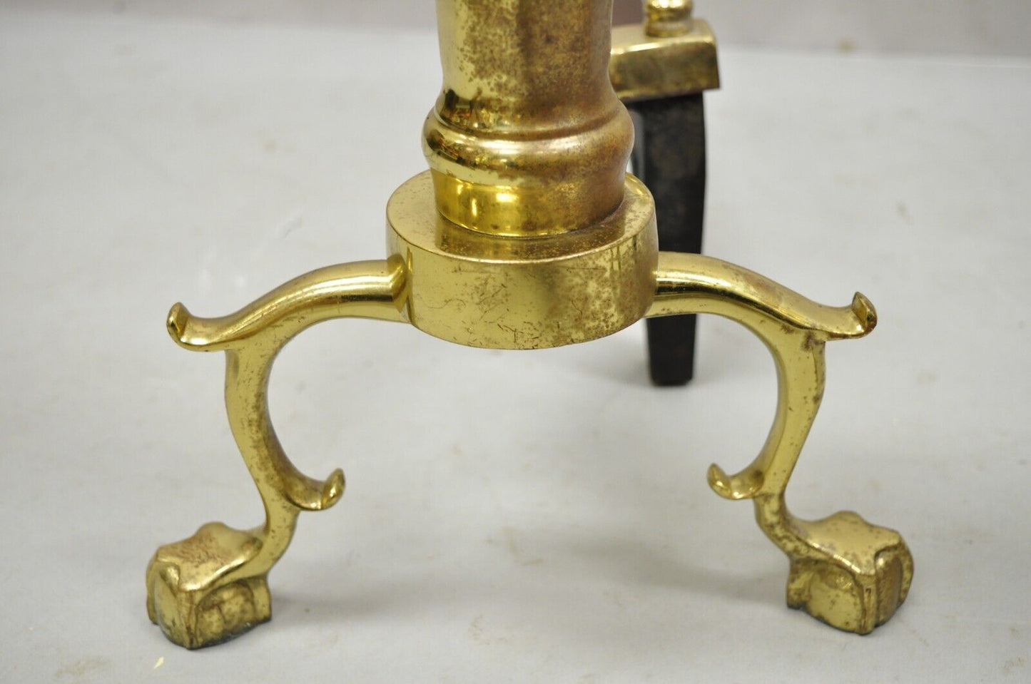 The Harvin Co Brass Federal Style Branch Leg Ball and Claw Andirons - a Pair