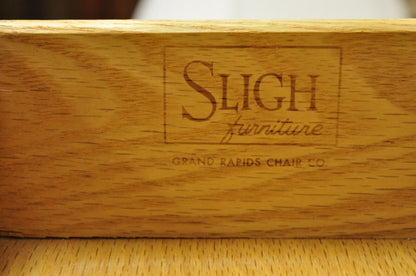 Sligh Vintage Mid Century Modern 4 Drawer Painted Cerused Bachelor Chest Dresser