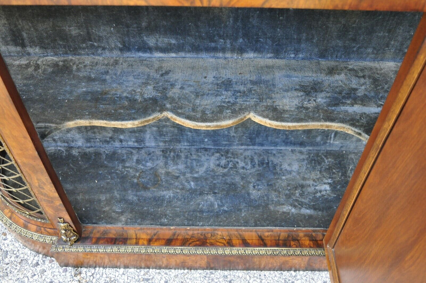 19th C. Napoleon III Rosewood Sideboard Buffet Credenza Cabinet w/ Brass Lattice