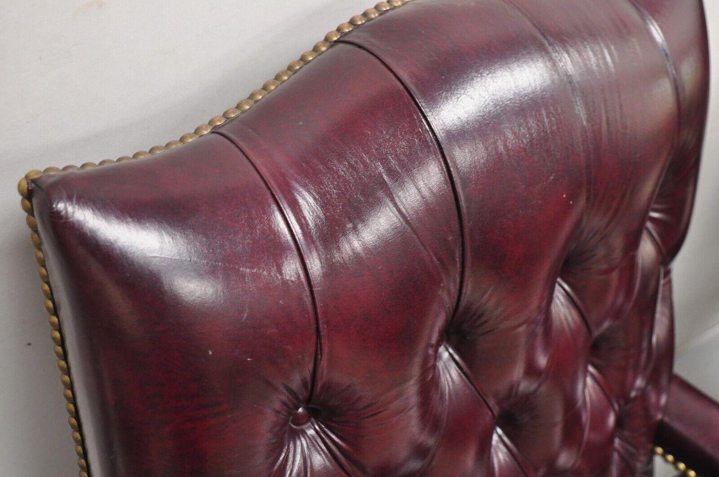 Hancock & Moore Oxblood Burgundy Leather Chesterfield Tufted Office Chairs Pair