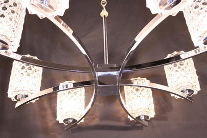 Kaiser Leuchten Thousand Eyes Glass Shades Chrome Chandelier, Mid-Century Modern