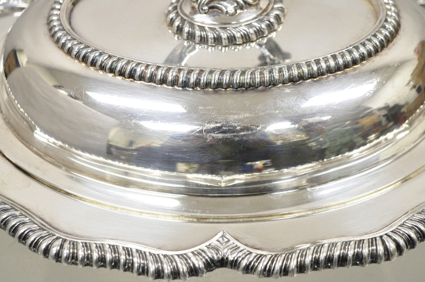 Vtg English Victorian Silver Plated Oval Lidded Vegetable Serving Platter Dish