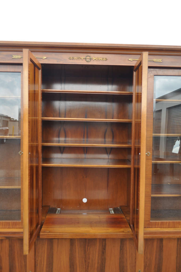 Rosewood Neoclassical Empire Bookcase Breakfront Cabinet by Bethehem Furniture