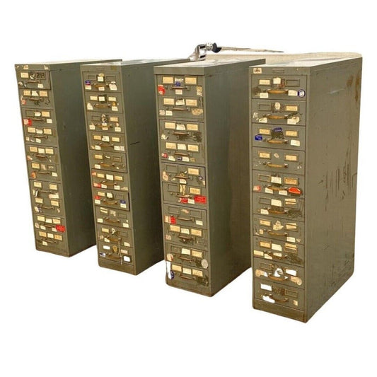 Vintage Columbia Steel Equip Green Metal 10 Drawer Industrial File Cabinet (A)