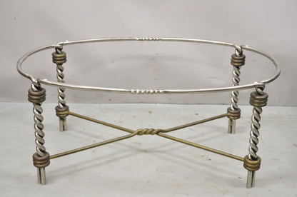 Vintage Steel and Bronze Neoclassical Style Twisted Metal Oval Coffee Table
