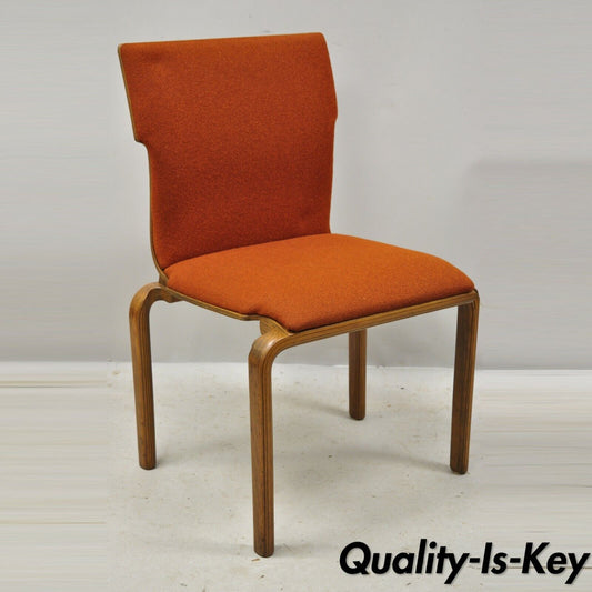 Mid Century Modern Sanders Bentwood Orange Stacking Dining Side Chair