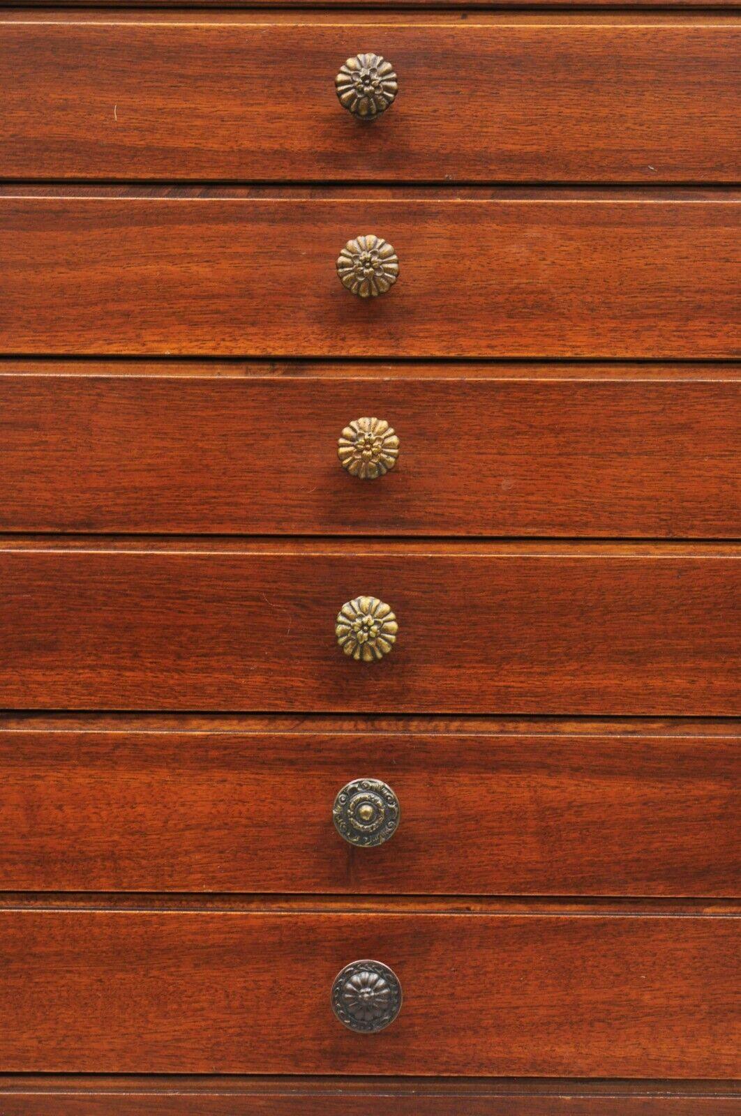 Vintage Mahogany 10 Drawer Sheet Music or Flat File Cabinet Tall Chest