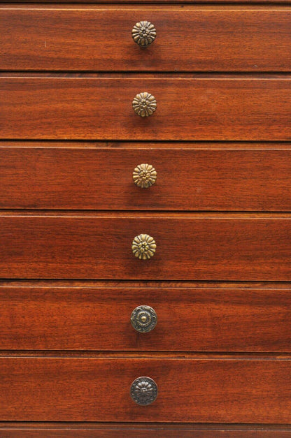 Vintage Mahogany 10 Drawer Sheet Music or Flat File Cabinet Tall Chest