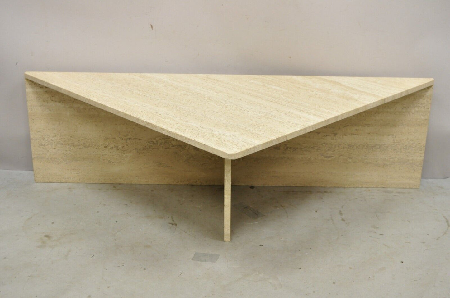 Roche Bobois Travertine Stone Modern 2 Piece Triangular Modernist Coffee Table