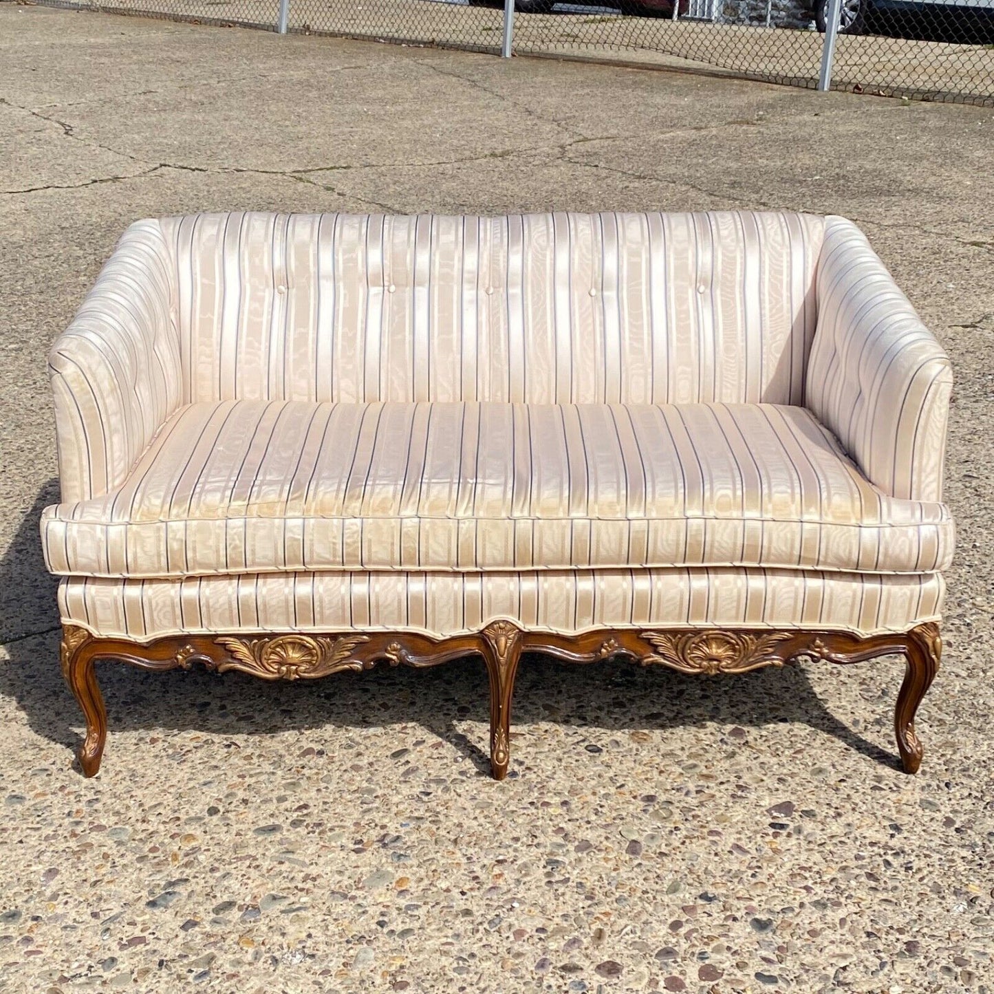 French Louis XV Provincial Style Upholstered Loveseat Sofa Settee - a Pair
