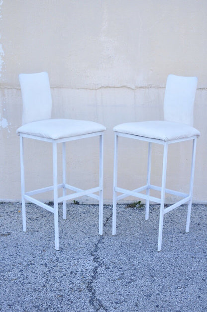 Minson Ent. Contemporary Modern White Metal Sculpted Barstools Chair - Set of 4