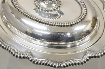 Vtg English Victorian Silver Plated Oval Lidded Vegetable Serving Platter Dish