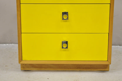 Founders Jack Cartwright Mid Century Modern Yellow Nightstand Chest Maple Chrome