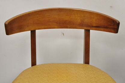 Mid Century Modern Cherry Wood Curved Back Hoof Leg Side Chair - a Pair