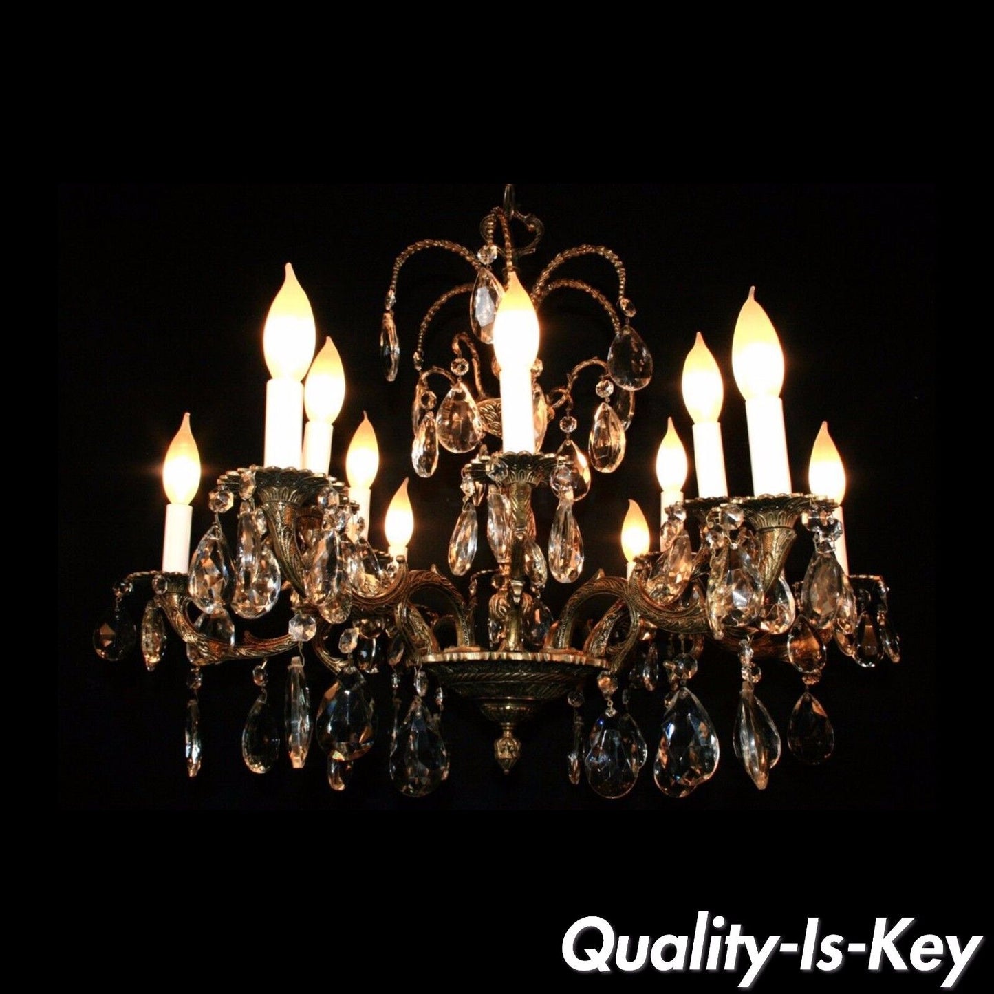 d05 Vintage 12 Light French style Brass Crystal Chandelier light Fixture