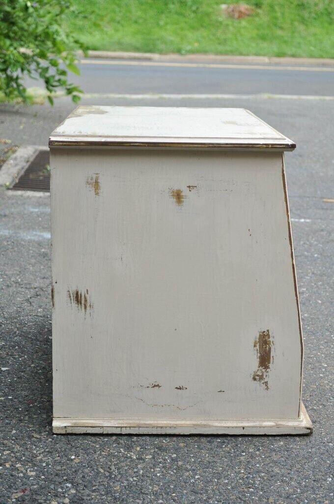 Antique French Country Distress Painted Sewing Thread Spool Chest Cabinet