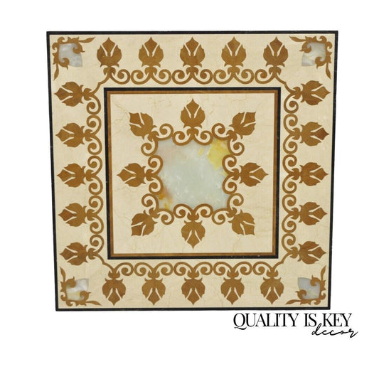 Large 36x36 Mediterranean Venetian Decorative Onyx Centerpiece Square Floor Tile