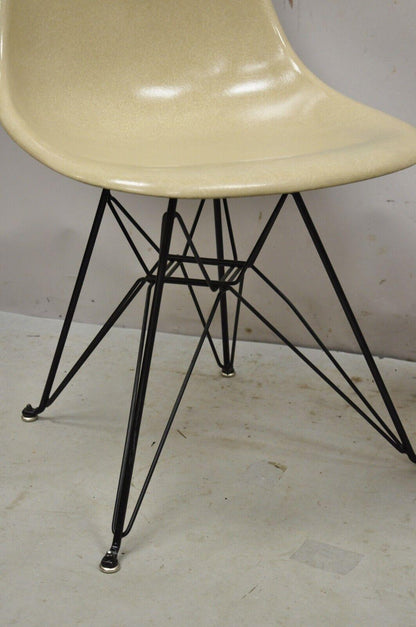 Modernica Case Stand Oatmeal Fiberglass Side Chair with Black Metal Base  - Pair